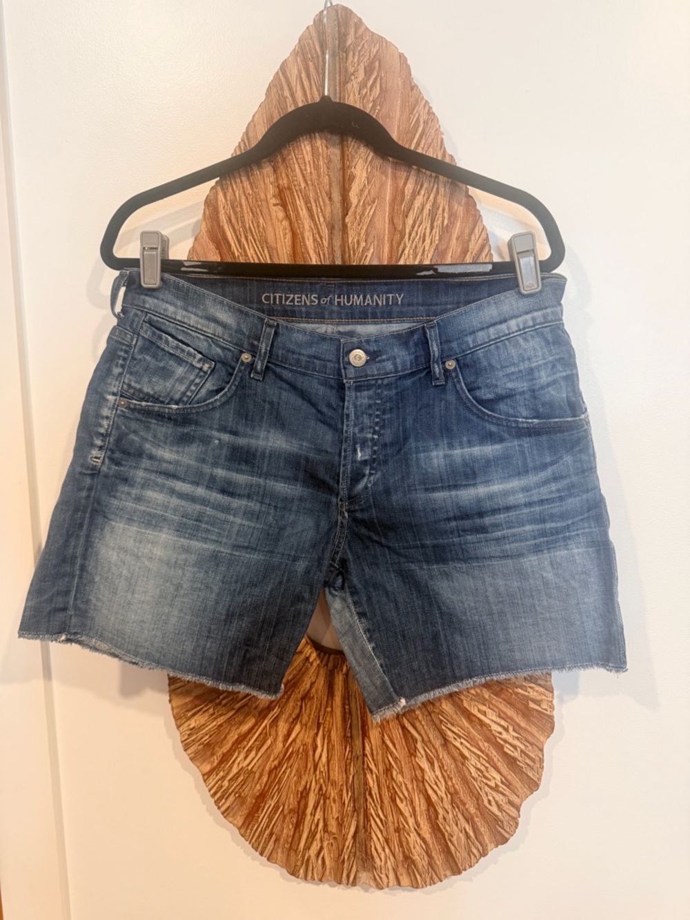 Citizens of Humanity Mid Blue Denim Cutoff Shorts